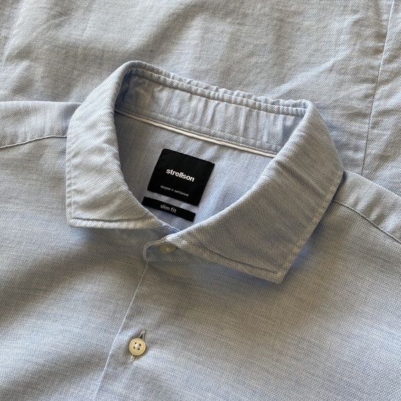 Strellson Sereno Slim-Fit Long-Sleeve Shirt Light Blue Size 17 - Picture 6 of 16